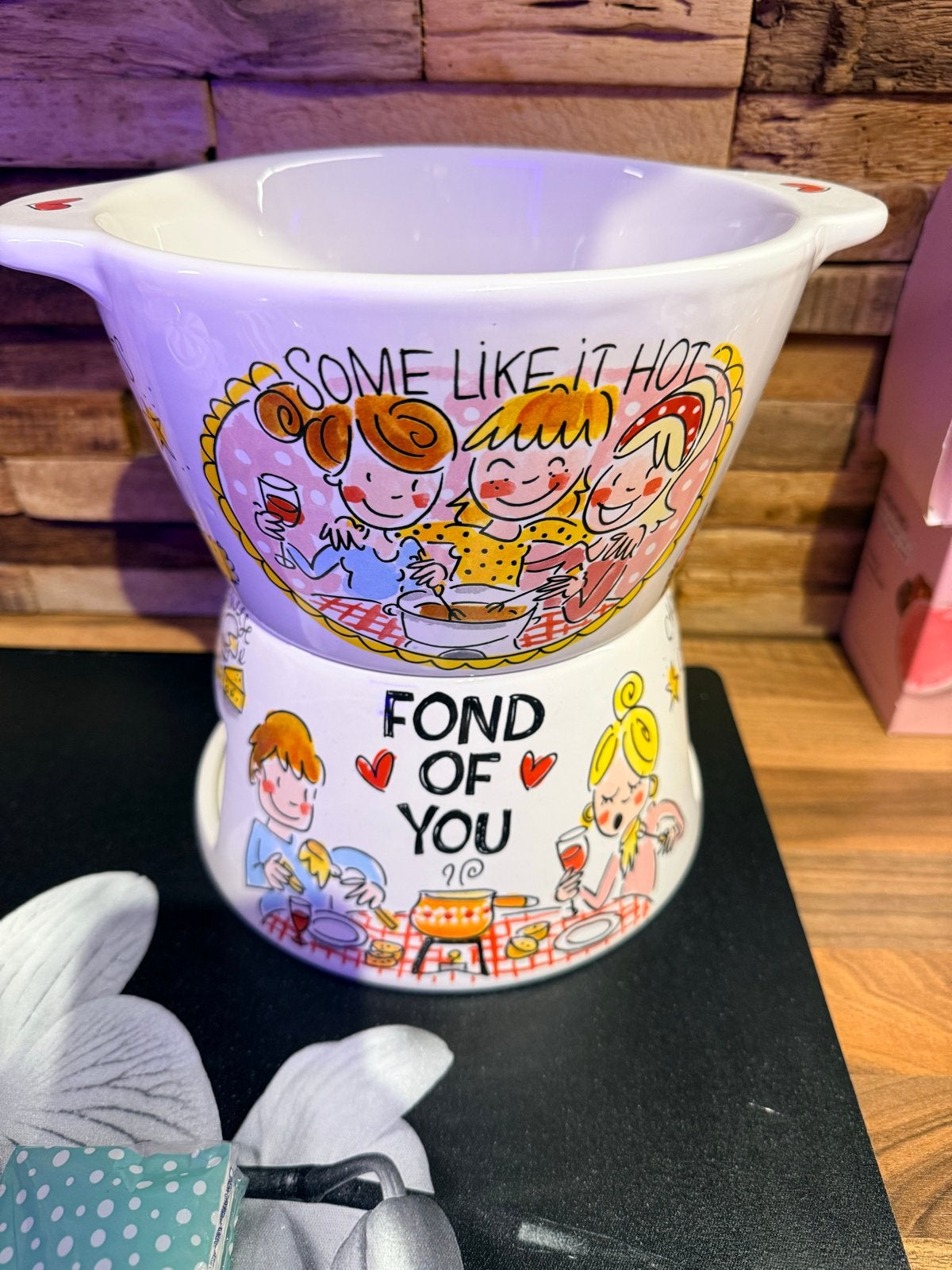 Blond Amsterdam Fonduepan 'Fond of You', Overige typen, Zo goed als nieuw, Steen/keramiek, Meerkleurig