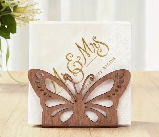 Servettenhouder Vlinder vorm, Beige, Overige typen, Hout, Nieuw