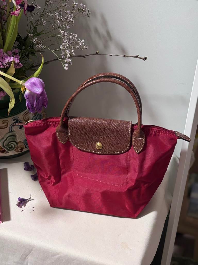 Original Longchamp Le Pliage Burgundy Type S, Sieraden, Tassen en Uiterlijk, Tassen | Damestassen, Ophalen of Verzenden, Zo goed als nieuw