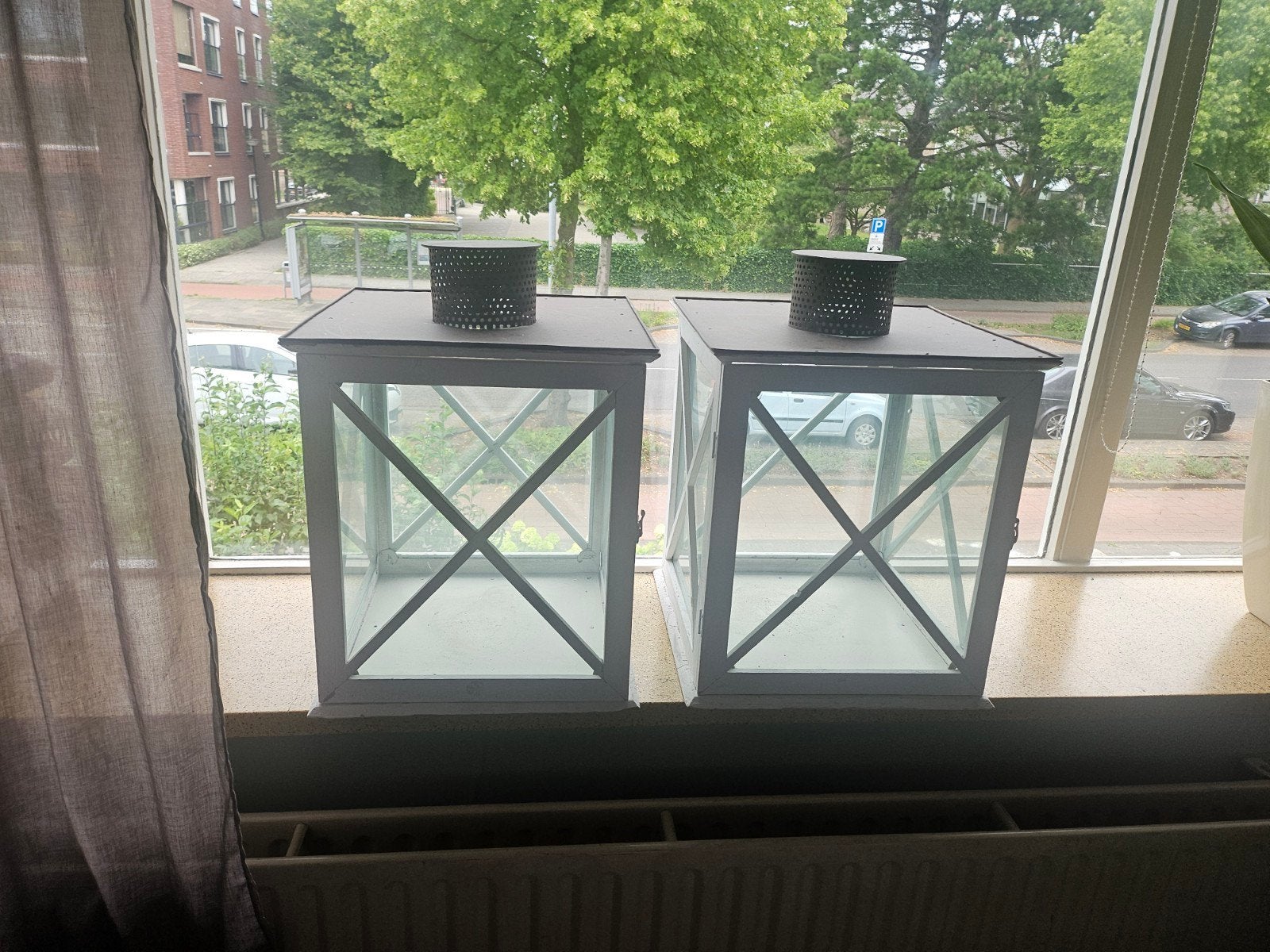 Set van 2 Rivièra Maison Lantaarns - Wit, 50 cm hoog, Gebruikt, Lantaarn, Wit, Rivièra Maison