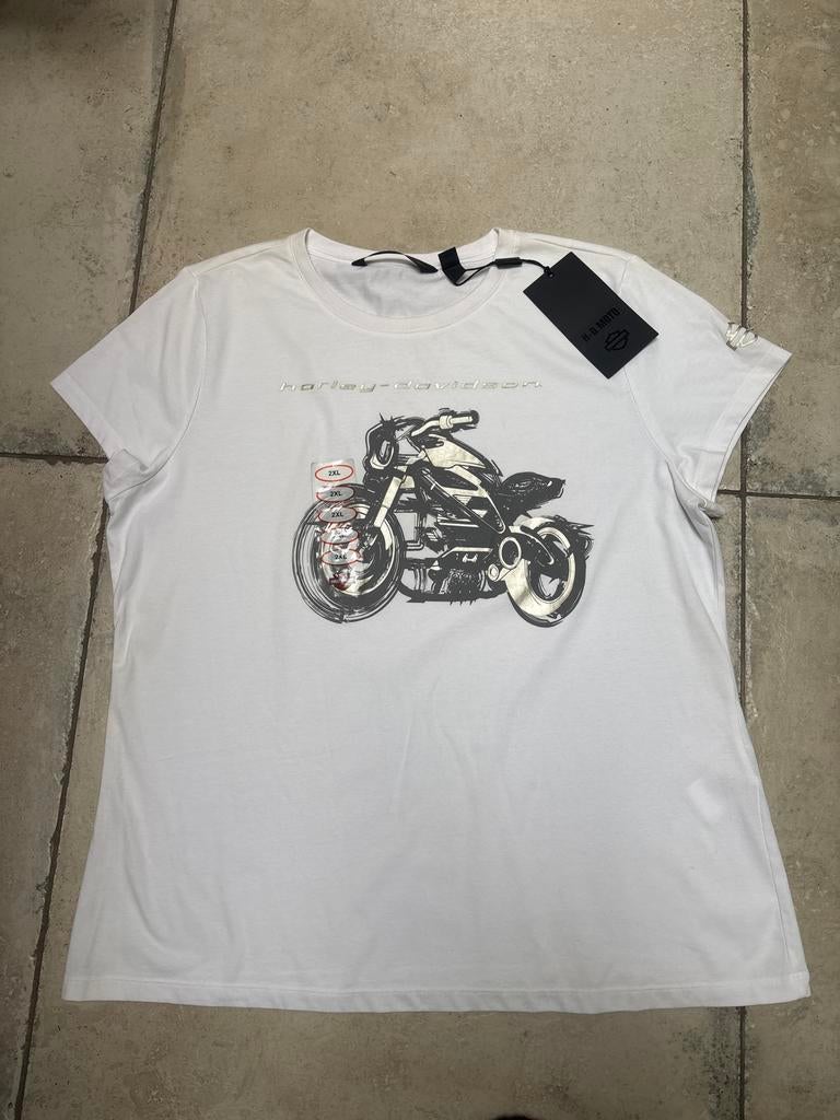 Harley Davidson dames T-shirt wit met zilveren opdruk 2XL, Wit, Maat 46/48 (XL) of groter, Nieuw, Ophalen of Verzenden