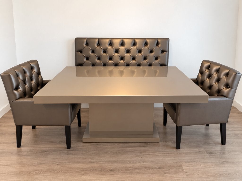 Luxe eettafel met eetbank & 2 armstoelen, Huis en Inrichting, Ophalen, Gebruikt, Minder dan 4 stoelen