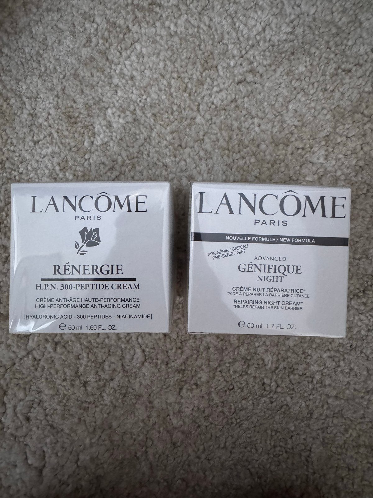 Lancôme Crèmes: Rénergie H.P.N. 300-Peptide & Génifique Nigh, Ophalen of Verzenden, Nieuw, Gehele gezicht, Verzorging