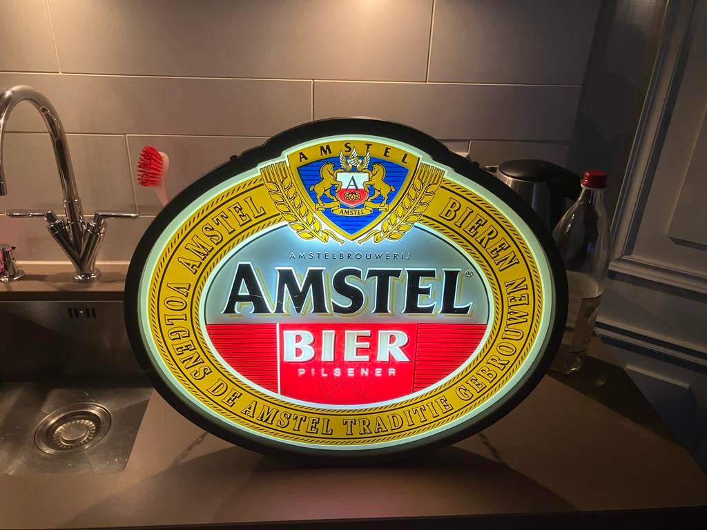 Vintage Amstel Bier Lichtbak - Perfect voor de Verzamelaar, Ophalen, Gebruikt, Lichtbak of (neon) lamp
