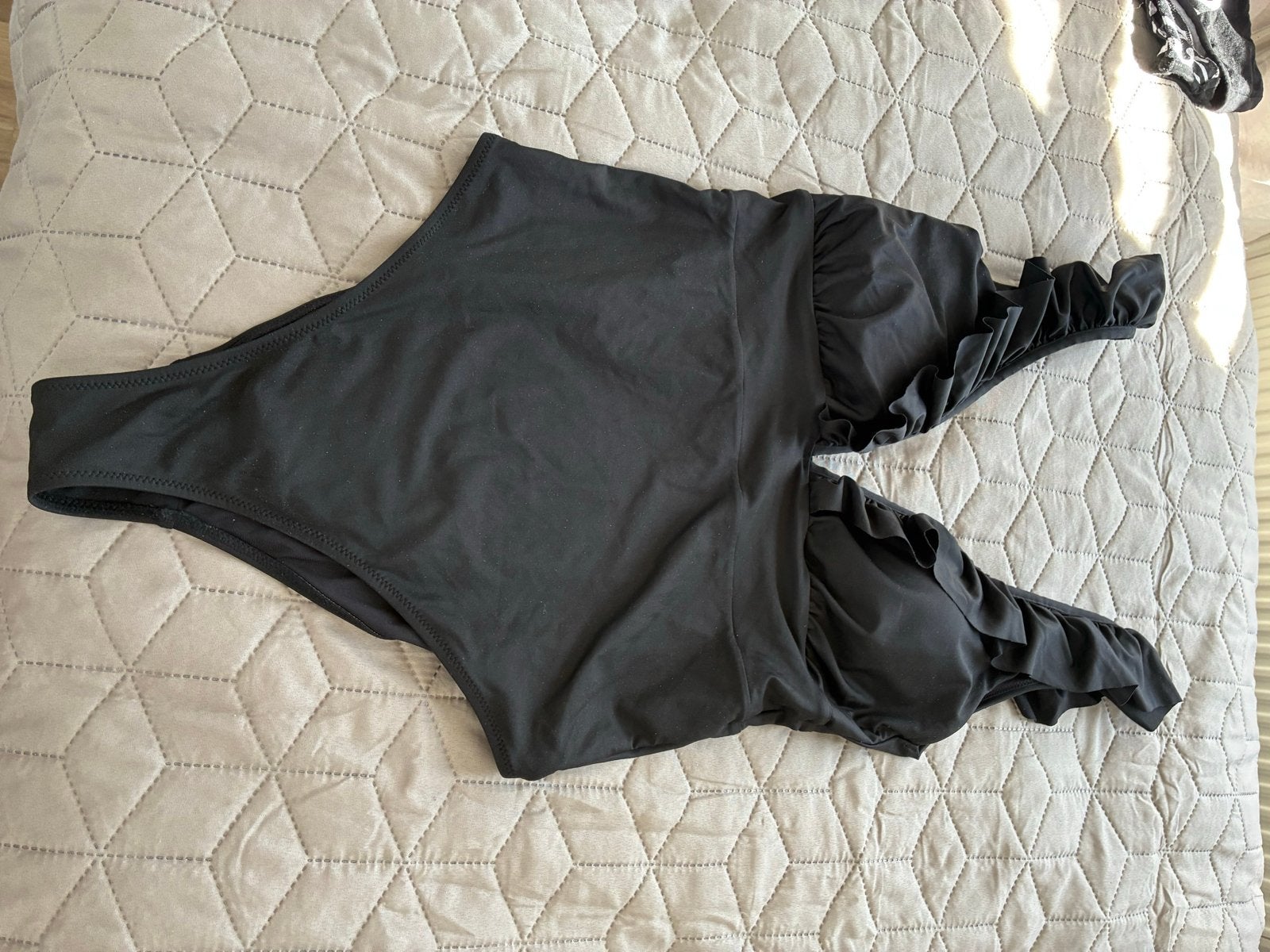 Zwart H&M Badpak met Ruches - Maat 44, Ophalen of Verzenden, Zo goed als nieuw, Zwart, Badpak