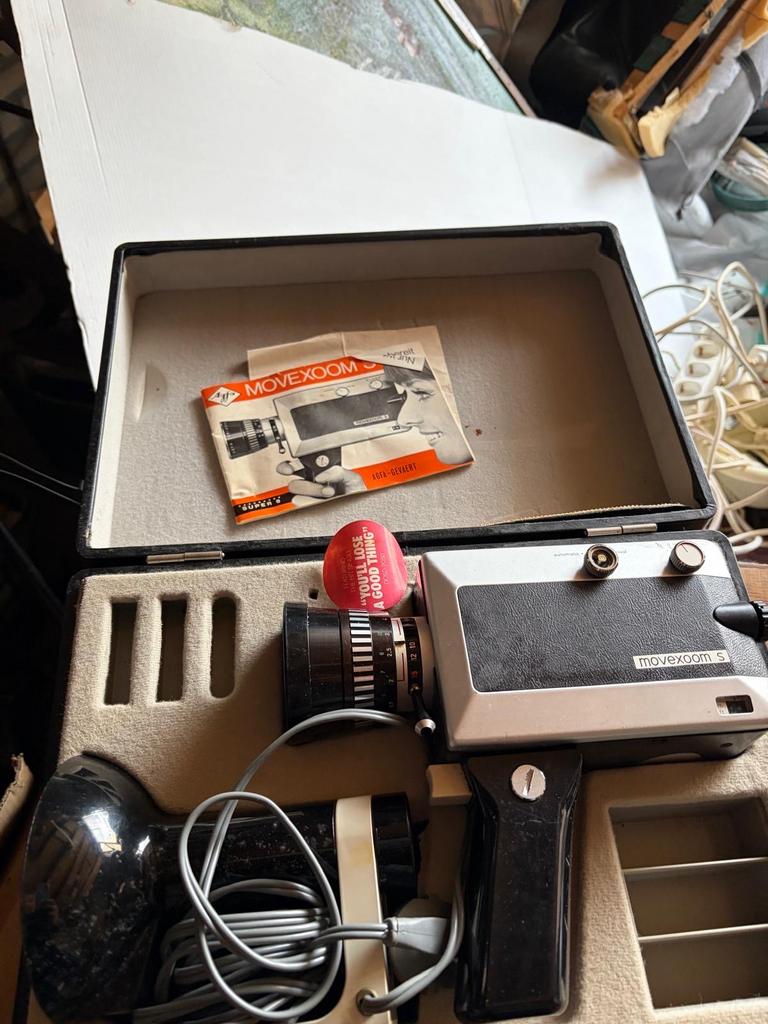 Vintage Agfa Movexoom S Super 8 Camera met Accessoires, Ophalen, 8mm, Camera