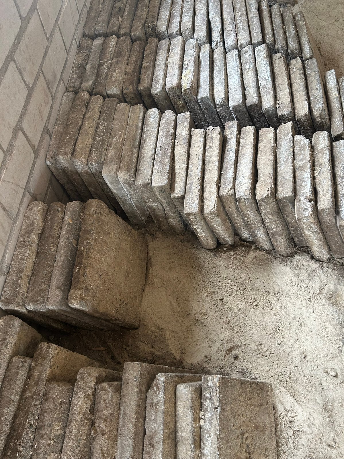 20 m2 Gebruikte terrastegels 30x30x4 cm, Ophalen, Gebruikt, Beton, Terrastegels