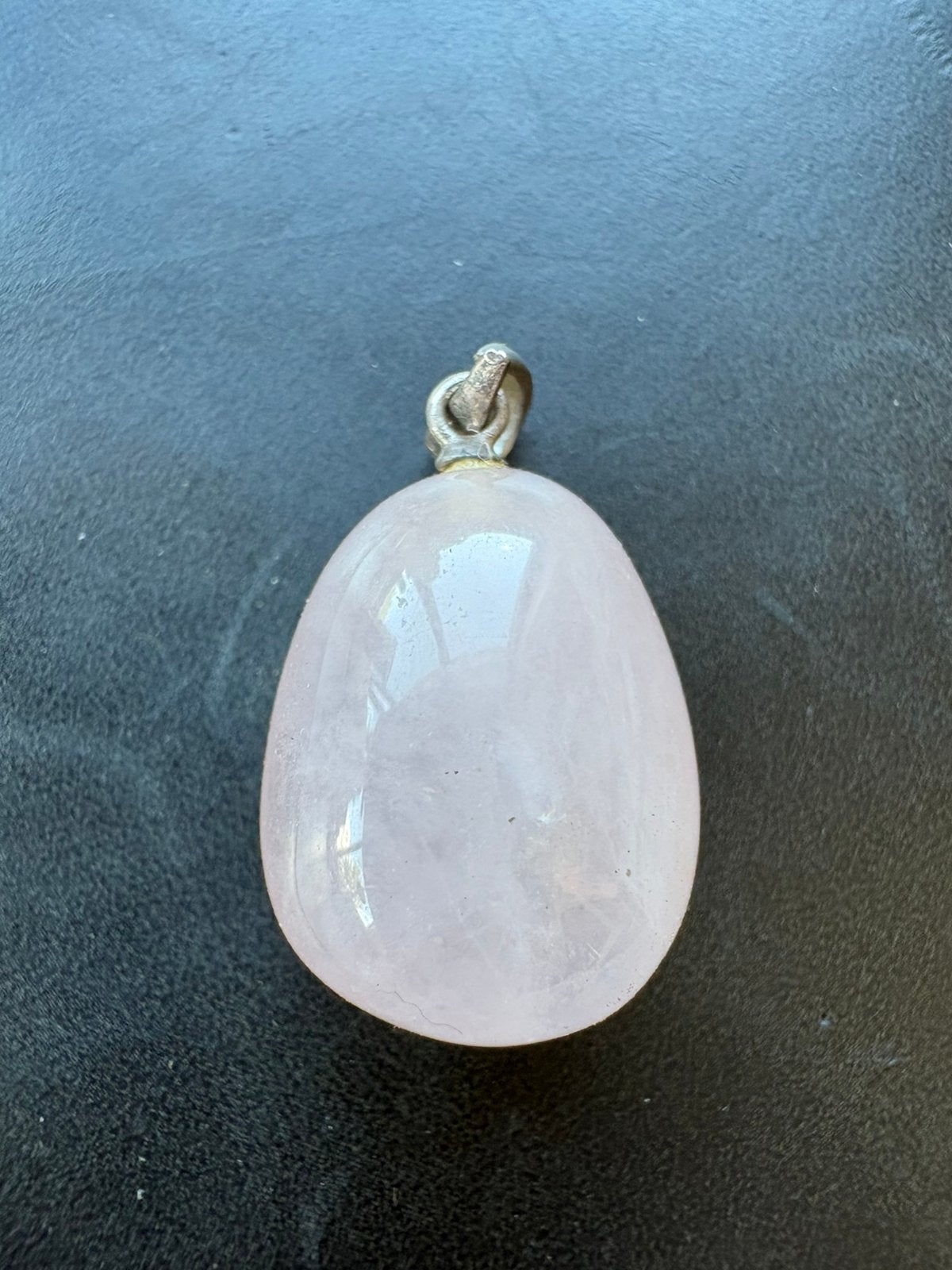 Rozenkwarts Edelsteen Hanger met 925 Zilveren Oogje, ketting, Verzenden, Zo goed als nieuw, Roze, Zilver