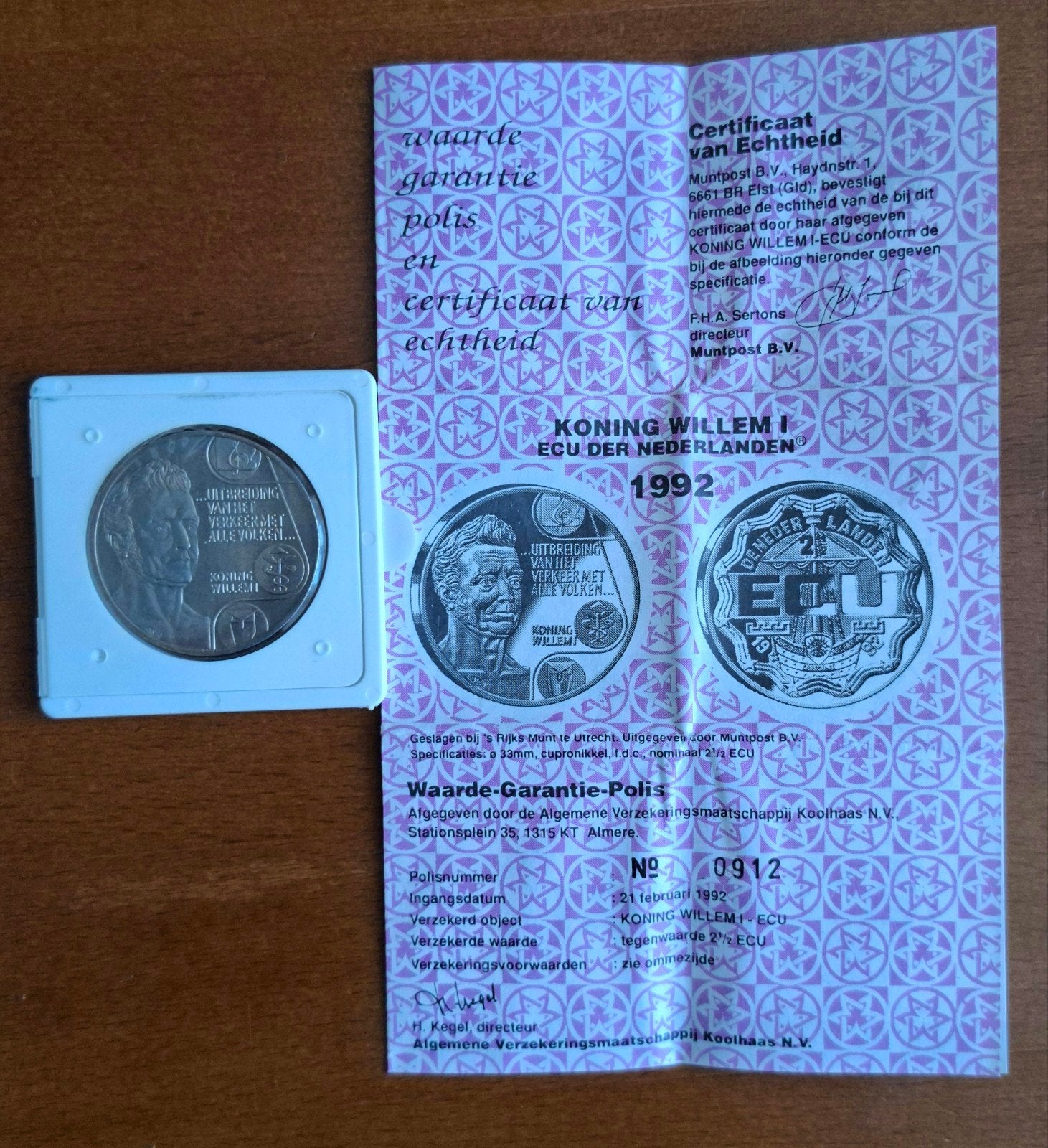 ECU zilver Koning Willem der Nederlanden 1992, Verzenden, Zilver, Overige landen, Overige waardes