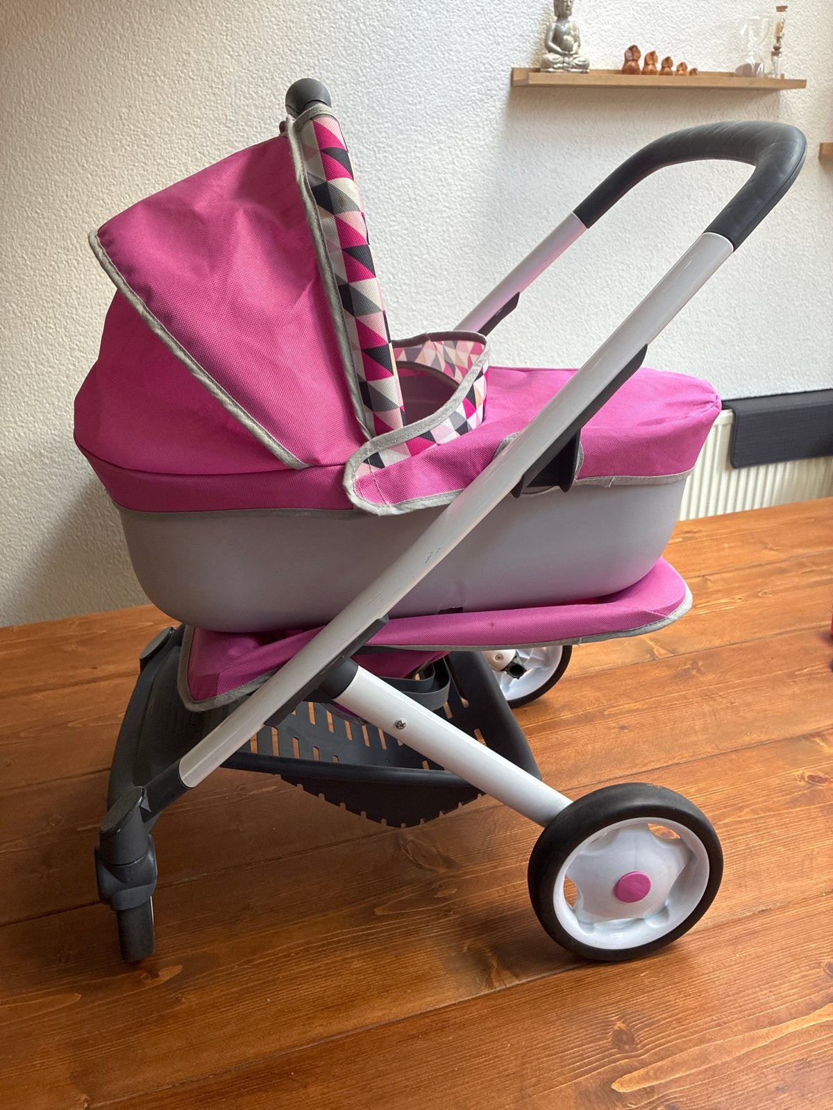 Roze poppenwagen met zitje en accessoires, Kinderen en Baby's, Ophalen of Verzenden, Gebruikt, Overige typen