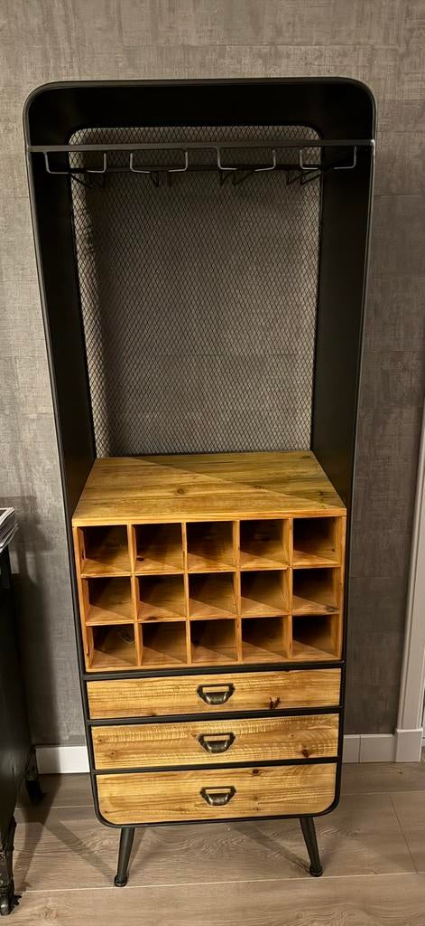 Dutchbone Vino wijnkast, Ophalen, Zo goed als nieuw, Hout, Minder dan 50 cm