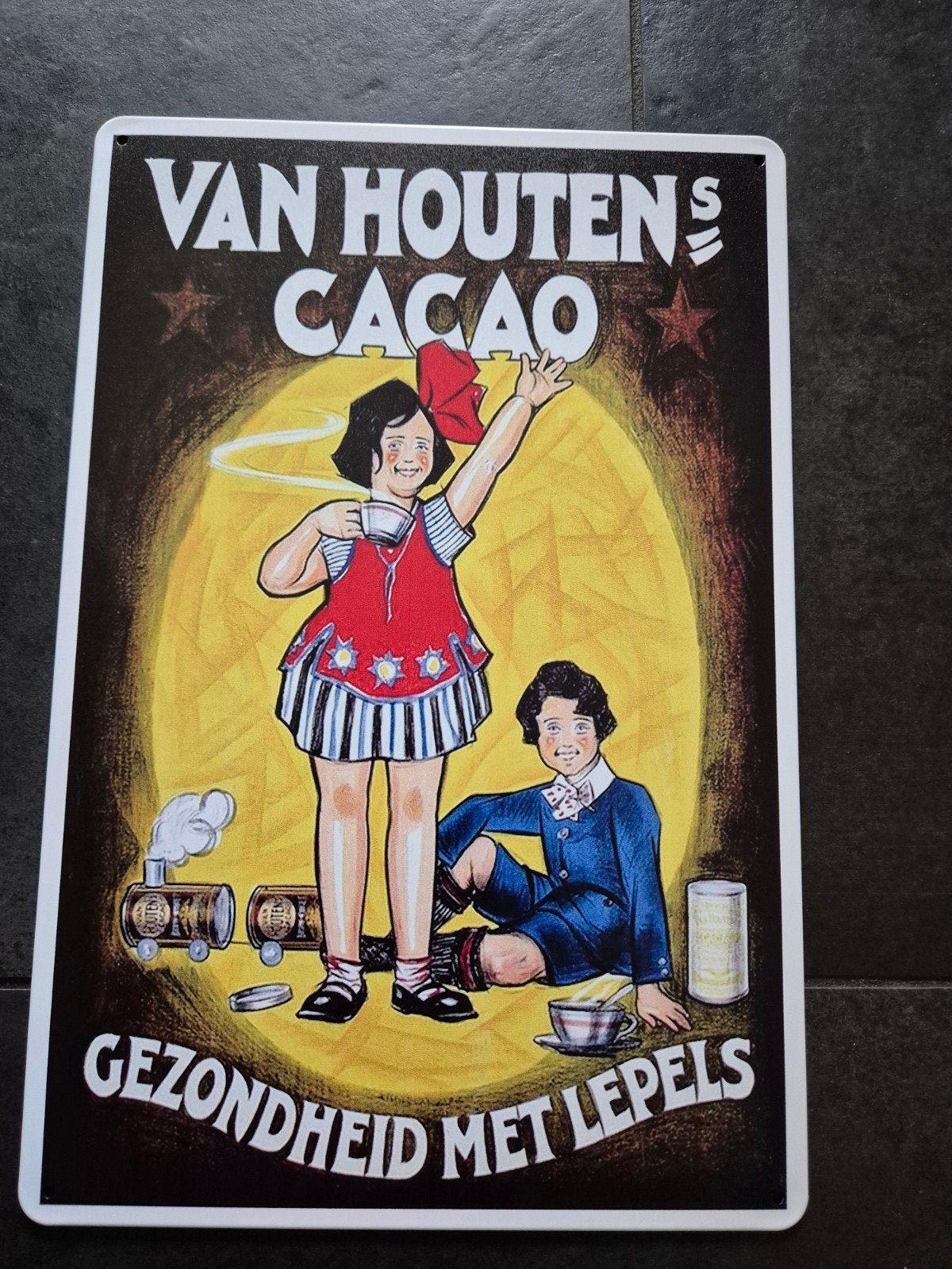 Van houten's cacao reclamebord, Verzamelen, Ophalen of Verzenden, Nieuw, Reclamebord