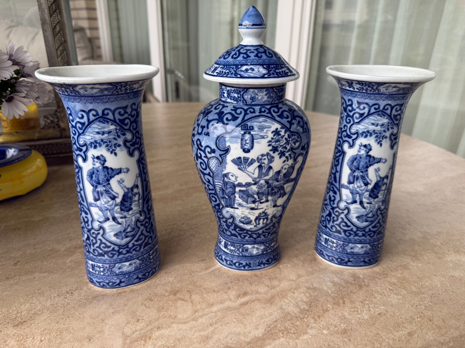 Delfts blauw vazen set (3 stuks), Antiek en Kunst, Ophalen of Verzenden