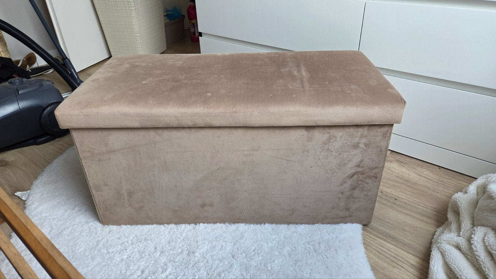 Opbergpoef velvet taupe, Ophalen of Verzenden, Gebruikt