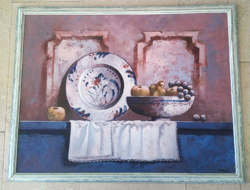 Gevarieerd Stilleven ca. 1975 - gesigneerd Coral, Antiek en Kunst, Kunst | Schilderijen | Klassiek, Paneel, Stilleven, Impressionistisch