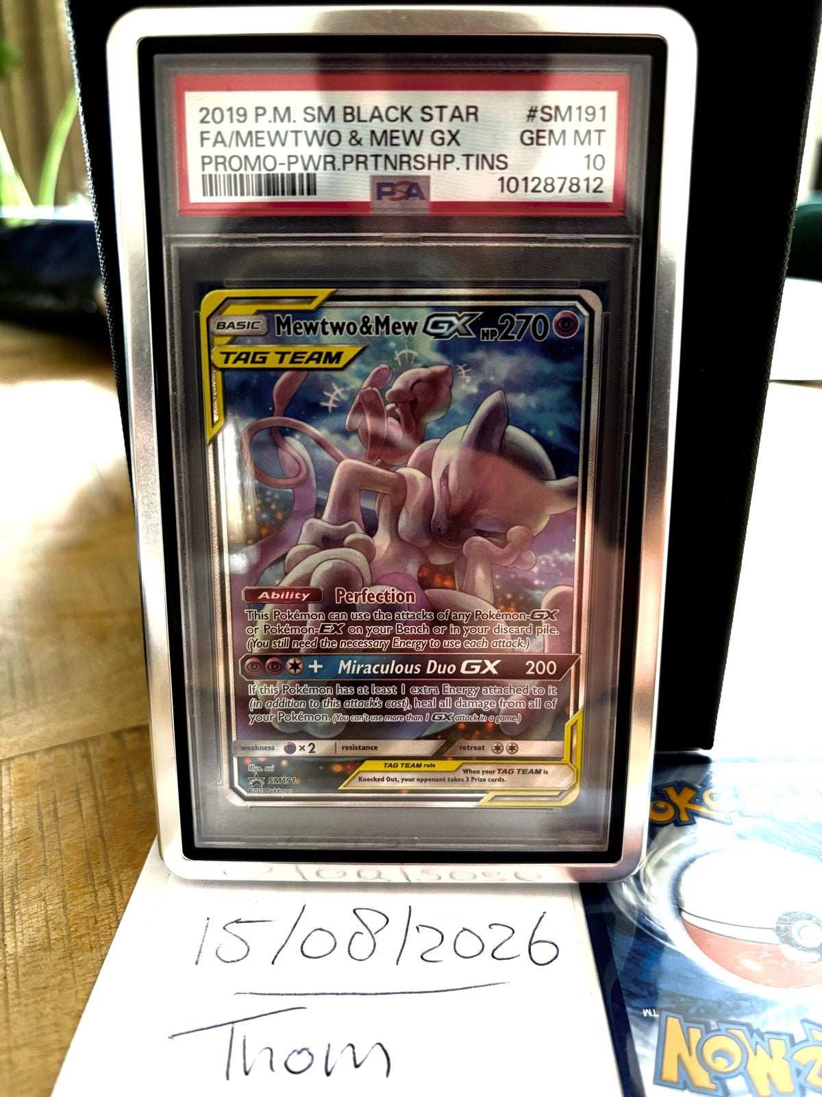 Mewtwo & Mew GX TAG TEAM PSA 10 GEM MT Pokémon Kaart, Ophalen of Verzenden, Nieuw, Losse kaart