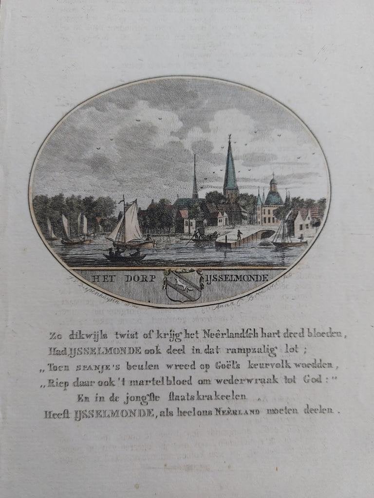 38 / Ijsselmond en Rotterdam Gravure 18e eeuw Ollefen Bakker, Ophalen of Verzenden