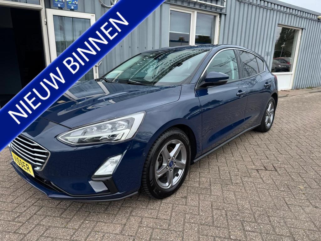Ford Focus 1.0 EcoBoost Titanium Business (bj 2018), Stof, Gebruikt, Blauw, Bedrijf