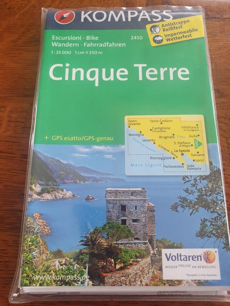 Kompass Cinque Terre Italië met wandel- en fietsroutes !!, Ophalen of Verzenden