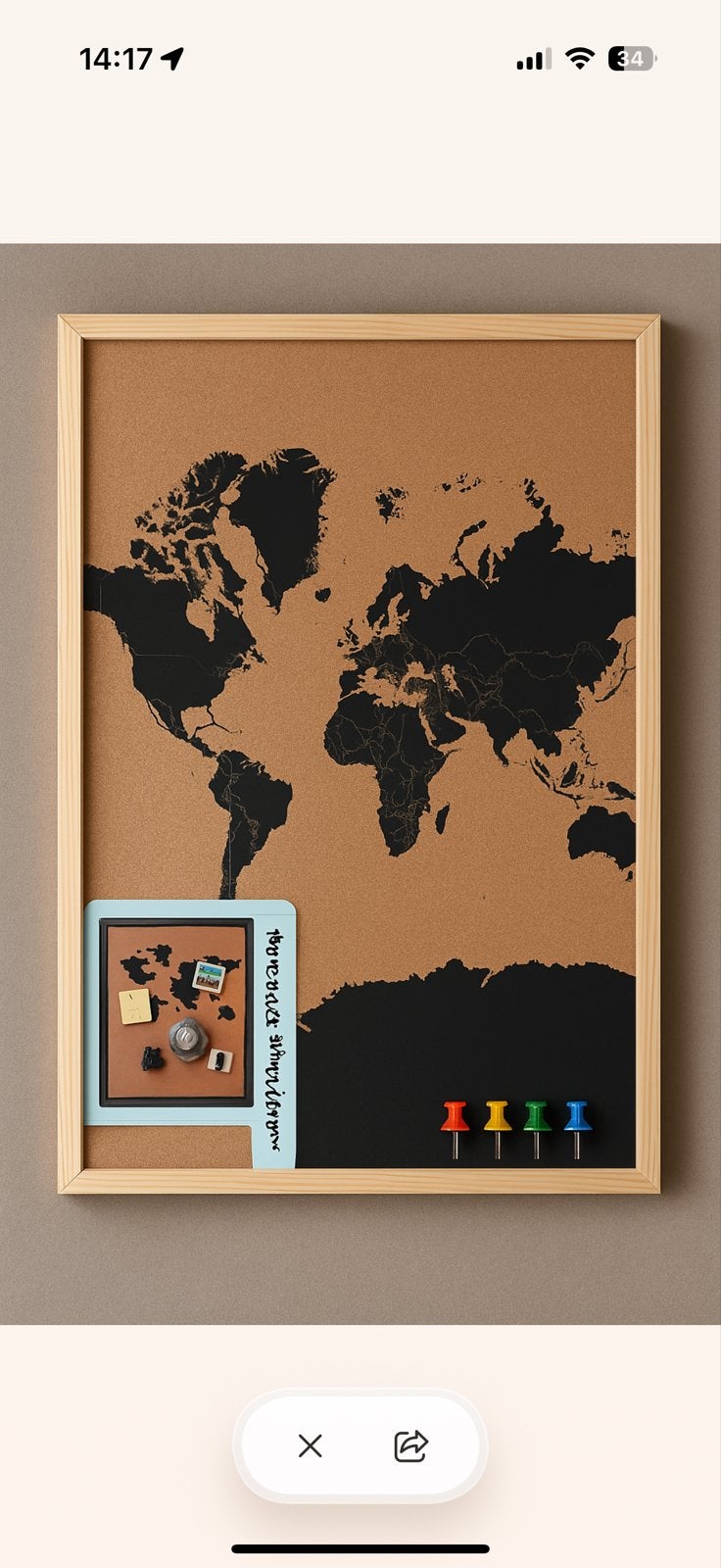 Prikbord Wereldkaart. Hou je reizen bij deze zomer!, Ophalen of Verzenden, Nieuw, Meerkleurig, Hout
