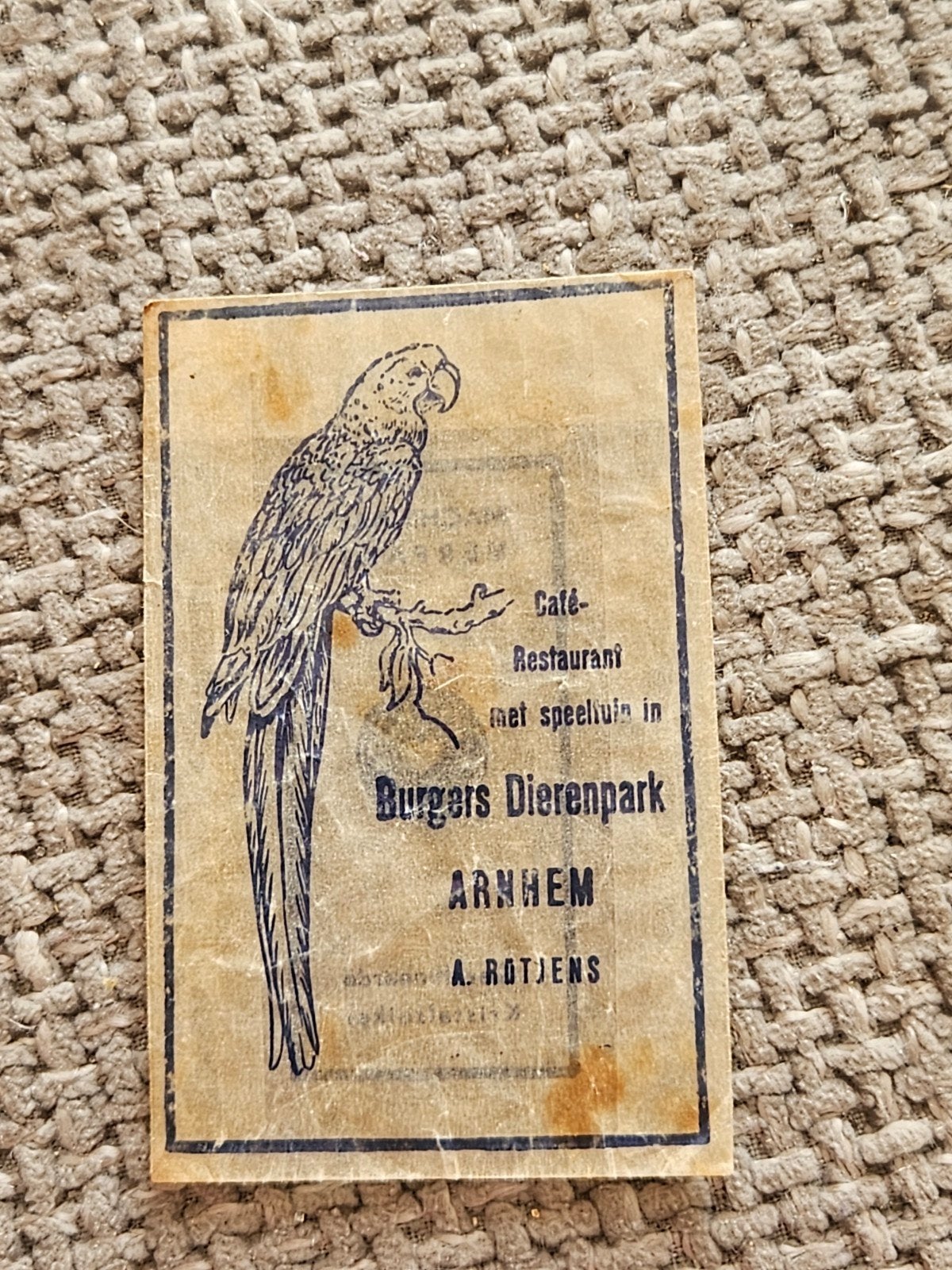 Burgers Dierenpark Arnhem papegaai suikerzakje, Ophalen of Verzenden
