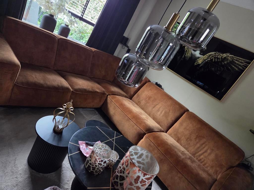Cognac kleurige hoekbank, Huis en Inrichting, Ophalen