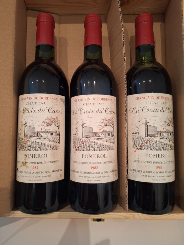 Château La Croix du Casse Pomerol 1982 - 3 flessen, Frankrijk, Ophalen of Verzenden, Zo goed als nieuw, Rode wijn