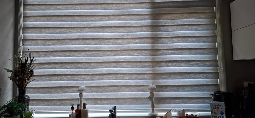 Duo rolgordijn, Huis en Inrichting, Stoffering | Gordijnen en Lamellen, Gebruikt, Grijs, 150 tot 200 cm, Ophalen of Verzenden