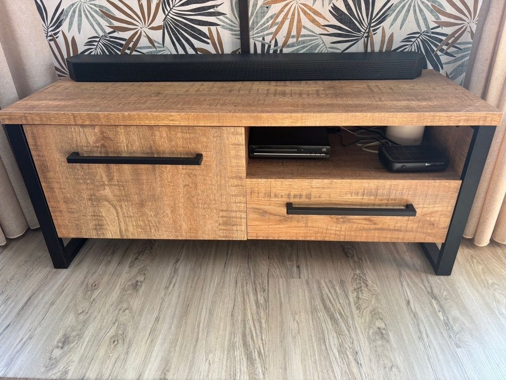 Mahonie hout tv meubel, Ophalen, 100 tot 150 cm, Zo goed als nieuw, Minder dan 100 cm