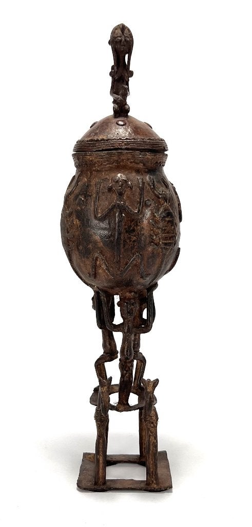 54. Dogon bronzen medicijncontainer, Mali – ritueel vat, Ophalen of Verzenden