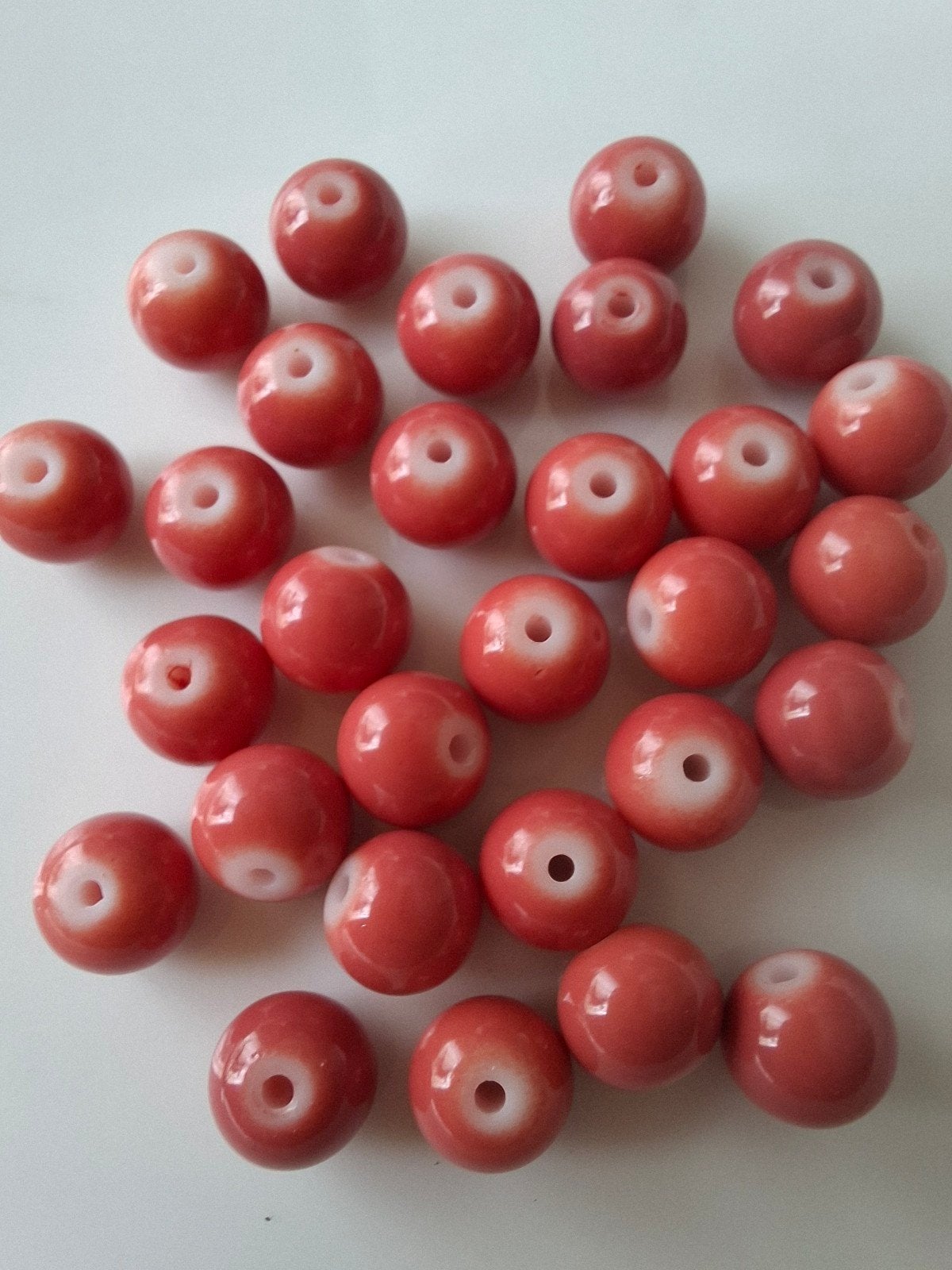 28 stuks 8 mm glaskralen roze kralen partij, Kraal, -, -, Nieuw