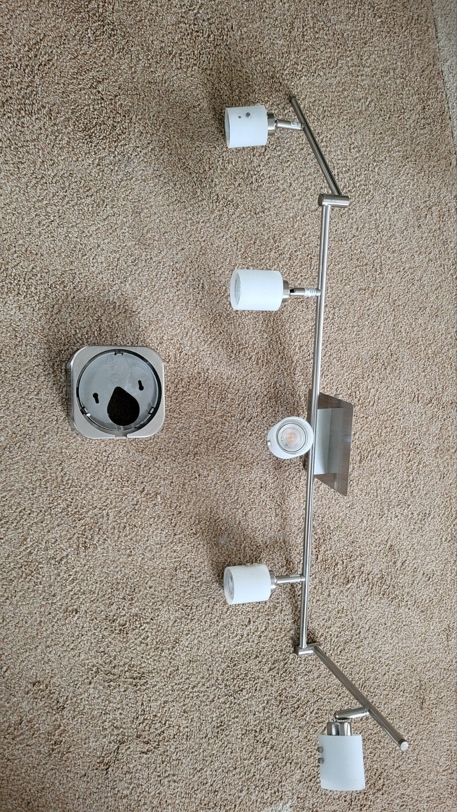 IKEA Plafondlamp met 5 beweegbare spots, Zilver, Gebruikt, Verstelbaar, Plafondspot