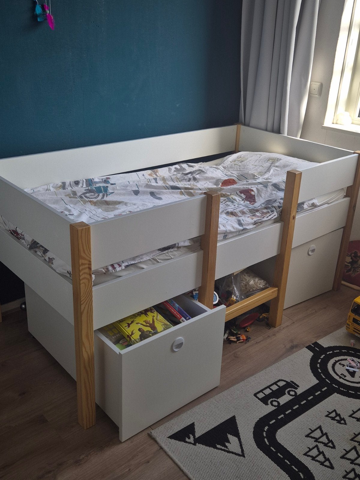 Petite Amelie halfhoogslaper 160x80 met matras, Ophalen, Gebruikt, Eenpersoons, 190 cm of minder