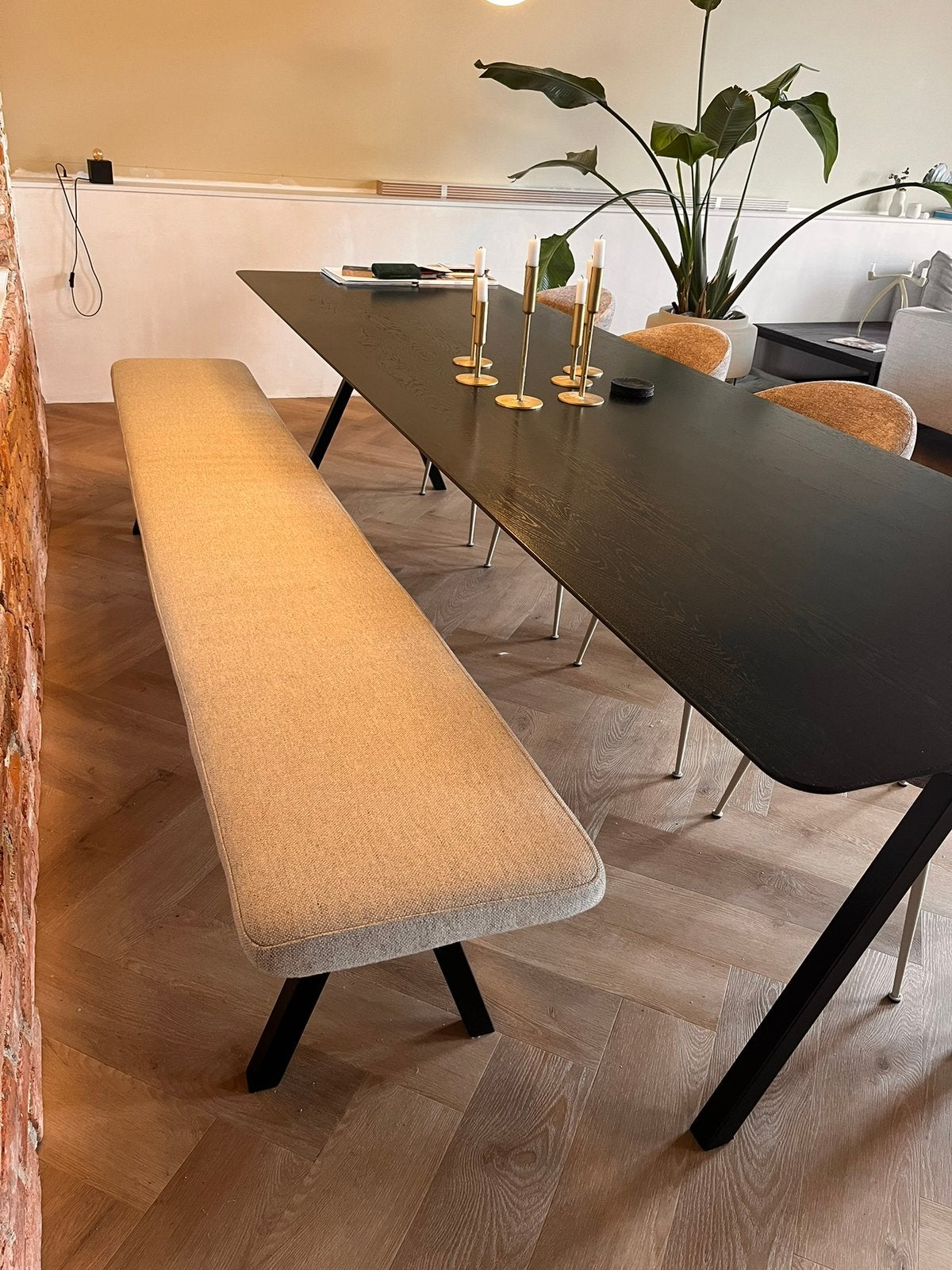 Eettafel Studio Henk 300 x 90 cm + bijpassende bank, Ophalen, Eikenhout, 200 cm of meer, 50 tot 100 cm