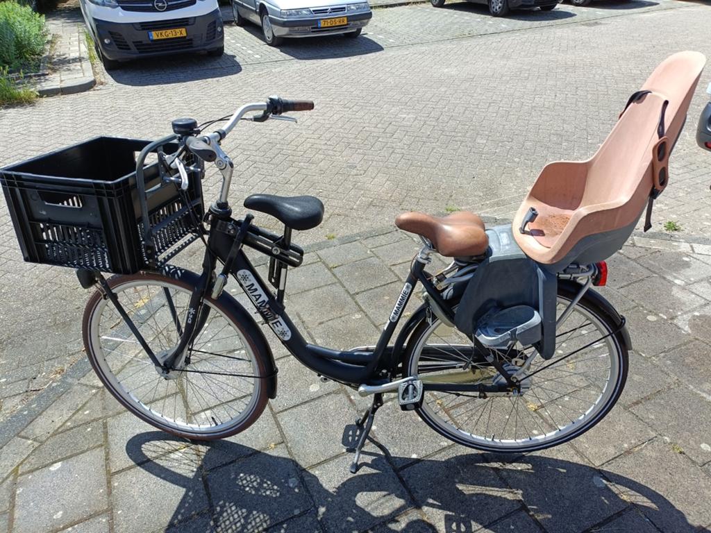 28 inch Mammie mamafiets met kinderzitje, Gebruikt, 56 cm of meer, Versnellingen, 1 zitje