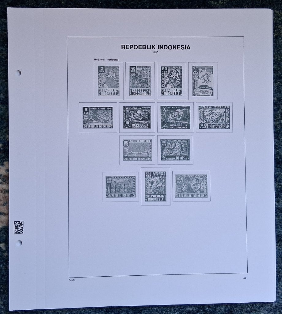 DAVO voordruk albumbladen voor Revolutieperiode Indonesie, Ophalen of Verzenden, Na 1940, Postfris