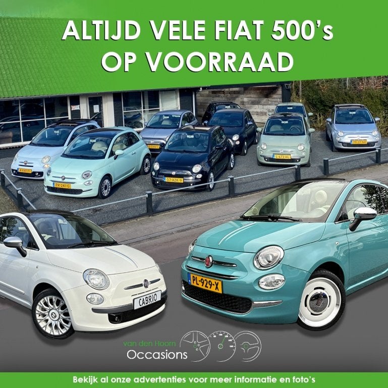 Fiat 500 ALTIJD VELE FIAT 500's OP VOORRAAD - 4 CILINDERS, Auto's, Fiat, Gebruikt, Origineel Nederlands, Bedrijf, Handgeschakeld