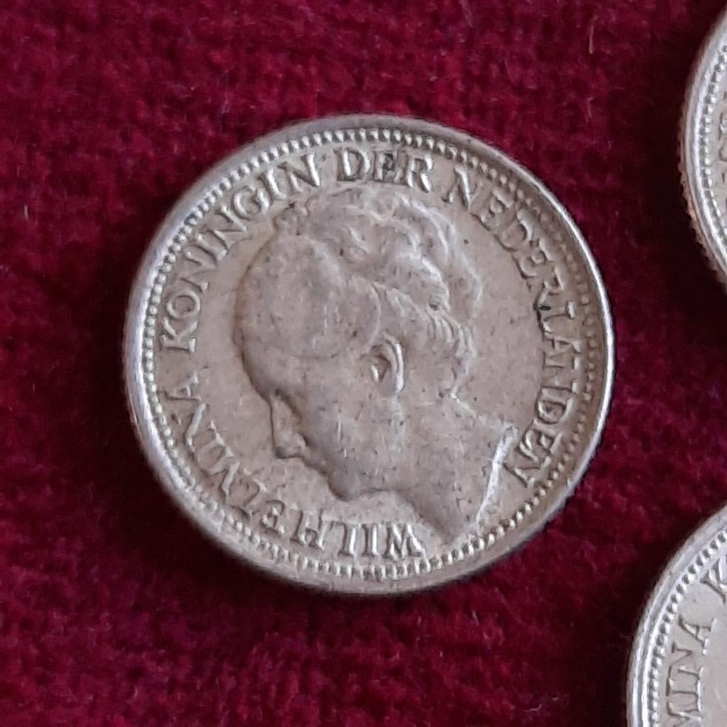 Vijf Zilveren Munten 10 Cent Koningin Wilhelmina 1941, Verzenden, Koningin Wilhelmina, 10 cent