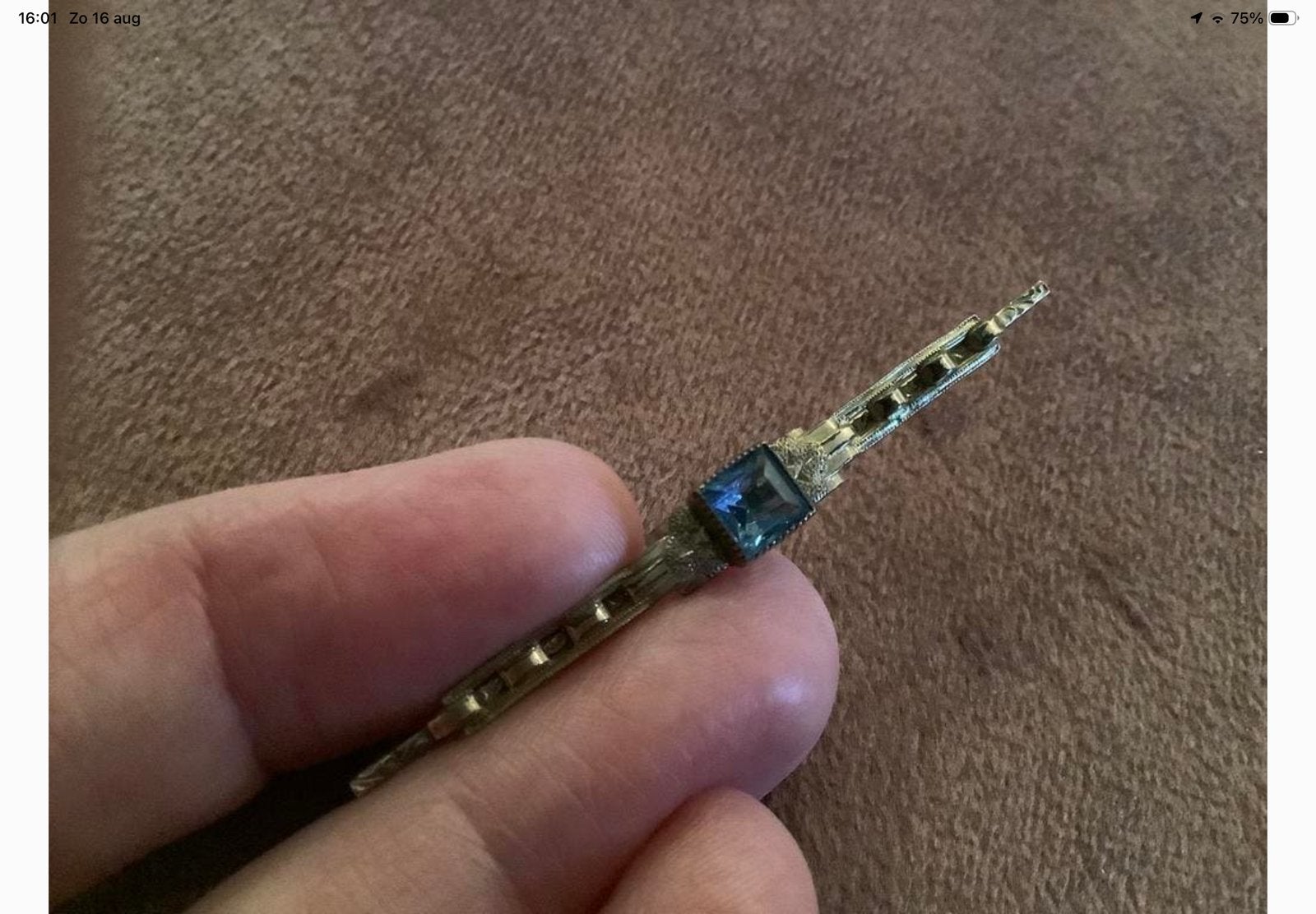 Art Deco vergulde broche Kollman en Jordan aquamarijn, Overige materialen, Overige voorstellingen, Verzenden, Zo goed als nieuw