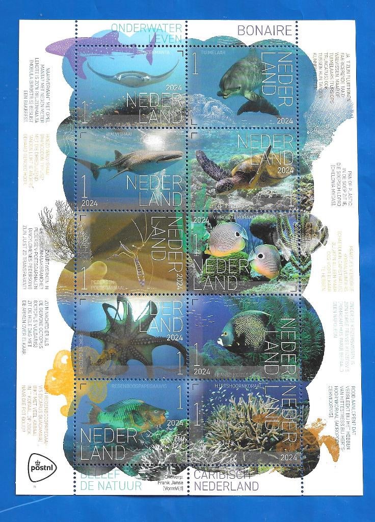 NVPH 4200-4209 Beleef de natuur - onderwaterleven Bonaire, Postzegels en Munten, Postzegels | Nederland, Postfris, Na 1940, Verzenden