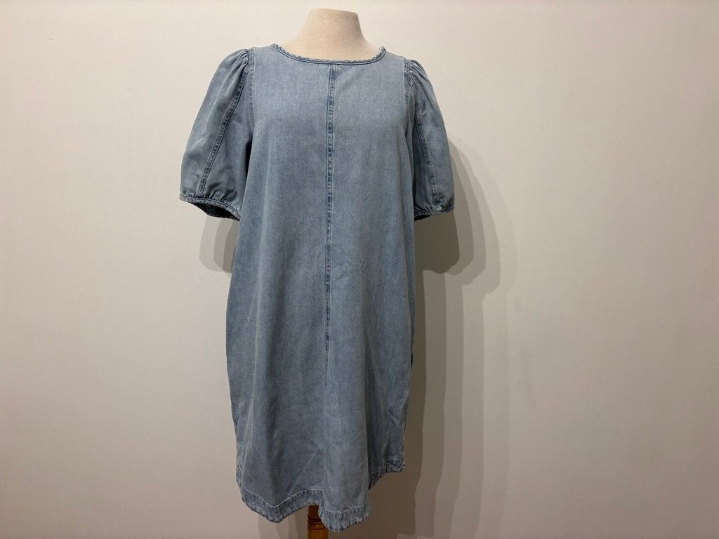 Soft Rebels Riviera denim jurk met poefmouwen & zakken mt M, Maat 38/40 (M), Soft Rebels, Soft Rebels, Blauw