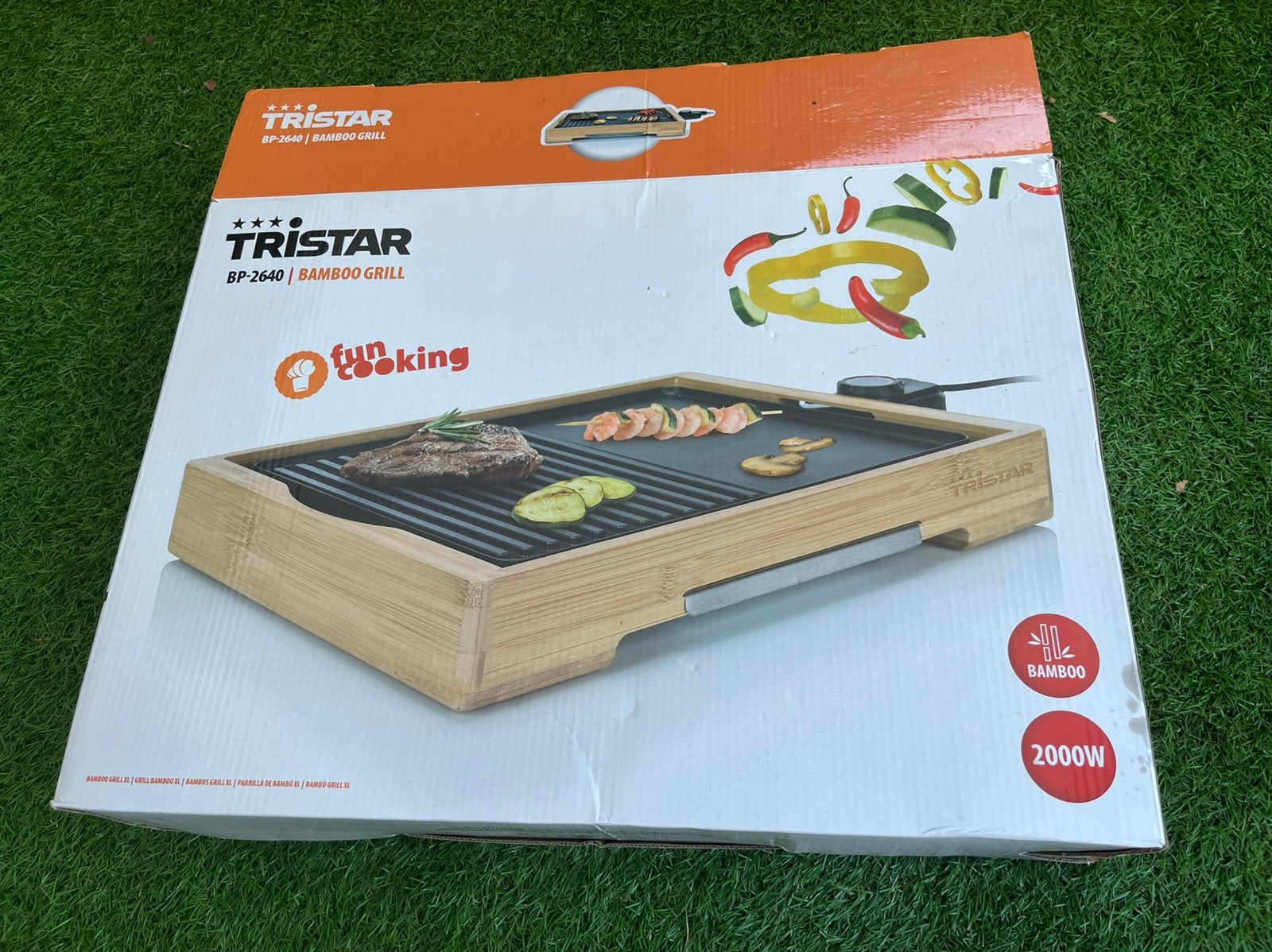 Tristar BP-2640 bamboo grill, Witgoed en Apparatuur, Grillplaten, Ophalen of Verzenden, Gebruikt, Tafelgrill