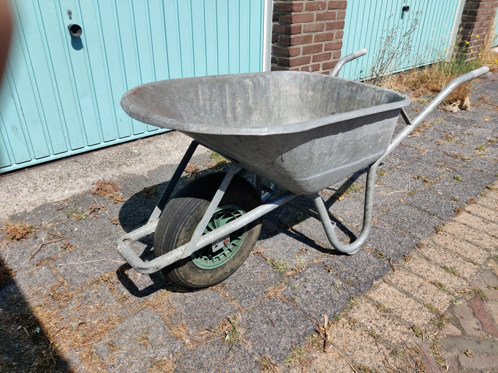 Gegalvaniseerde kruiwagen, Tuin en Terras, Kruiwagens, Ophalen, Onbekend, Handmatig, Gebruikt
