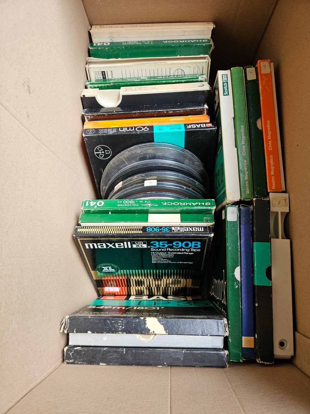 Partij vintage bandrecorder banden (Maxell, BASF, Scotch), Audio, Tv en Foto, Ophalen