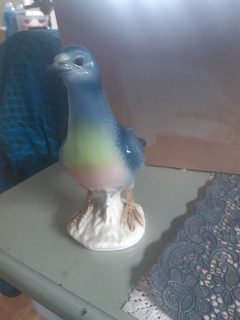 leuk beeldtje van postduif in poselein, Mannelijk, Postduif
