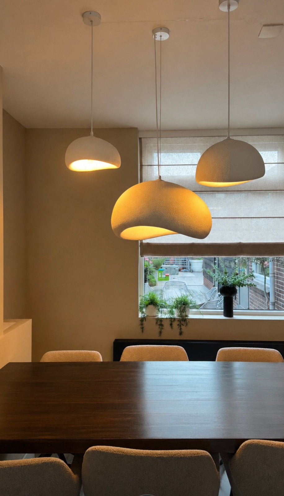 3x moderne design hanglamp wit – set – eettafel, Ophalen, Zo goed als nieuw
