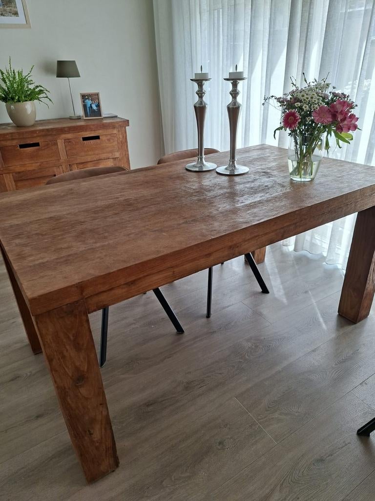 *** prachtige tafel met bijpassend dressoir ***, Ophalen of Verzenden, Zo goed als nieuw, Rechthoekig, 200 cm of meer