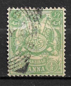 Zanzibar 1/2 Anna postzegel, gestempeld, Ophalen of Verzenden, Overige landen, Gestempeld