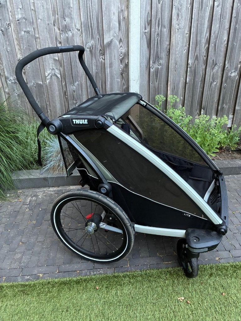 Thule Chariot Lite Double 2 fietskar met kussen agave, Fietsen en Brommers, Ophalen, Opvouwbaar, Zo goed als nieuw, Thule Chariot