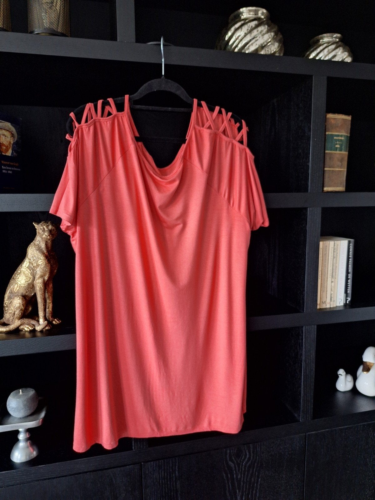 Koraal tuniekje ruimvallend 1 maat 42 44 46, Made in Italy, Blouse of Tuniek, Oranje, Ophalen of Verzenden